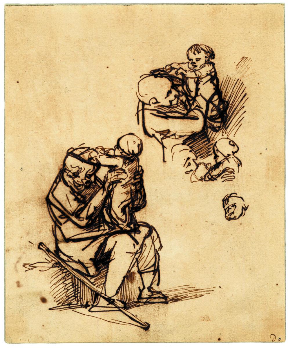 Старики Рембрандта картины эскизы Графика